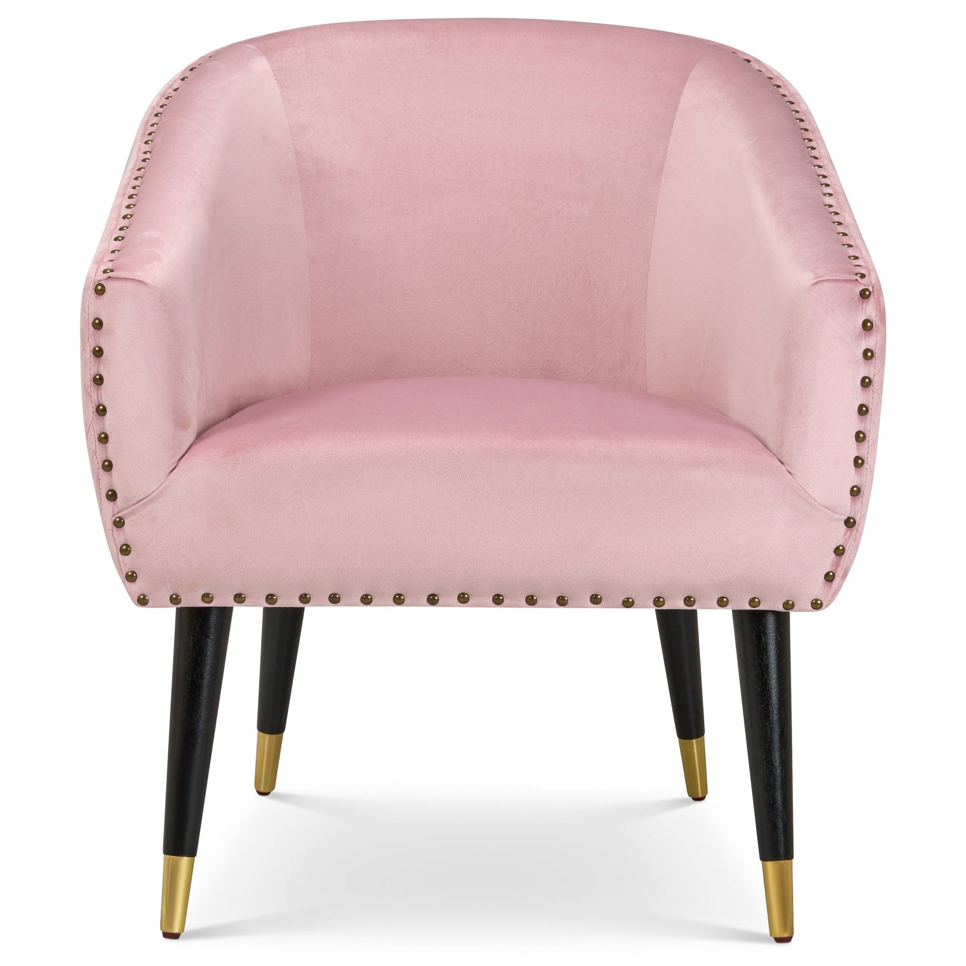 Revo Velvet Nailhead Trim Tub Armchair - Pink-Bargainia.com