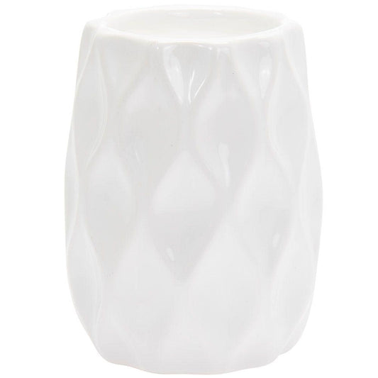 Minimalistic Wave Pattern Ceramic Pot Candle - White-5.01079E+12-Bargainia.com