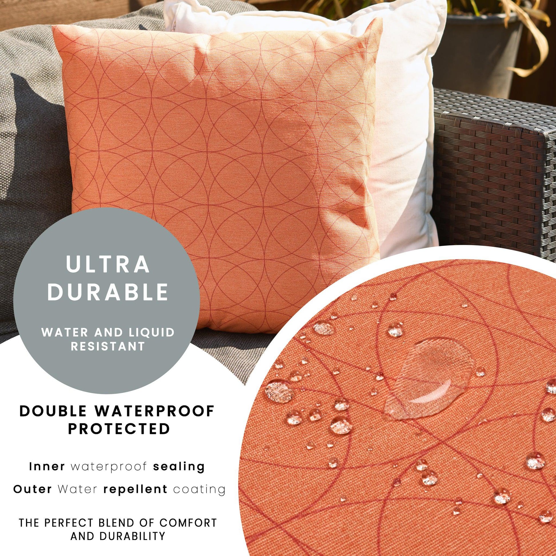 Coral Geometric Outdoor Garden Cushion - 42 x 42cm-8713229053635-Bargainia.com