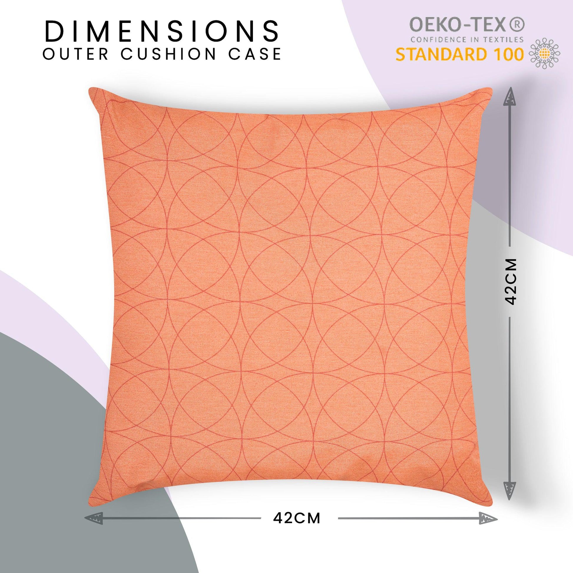 Coral Geometric Outdoor Garden Cushion - 42 x 42cm-8713229053635-Bargainia.com