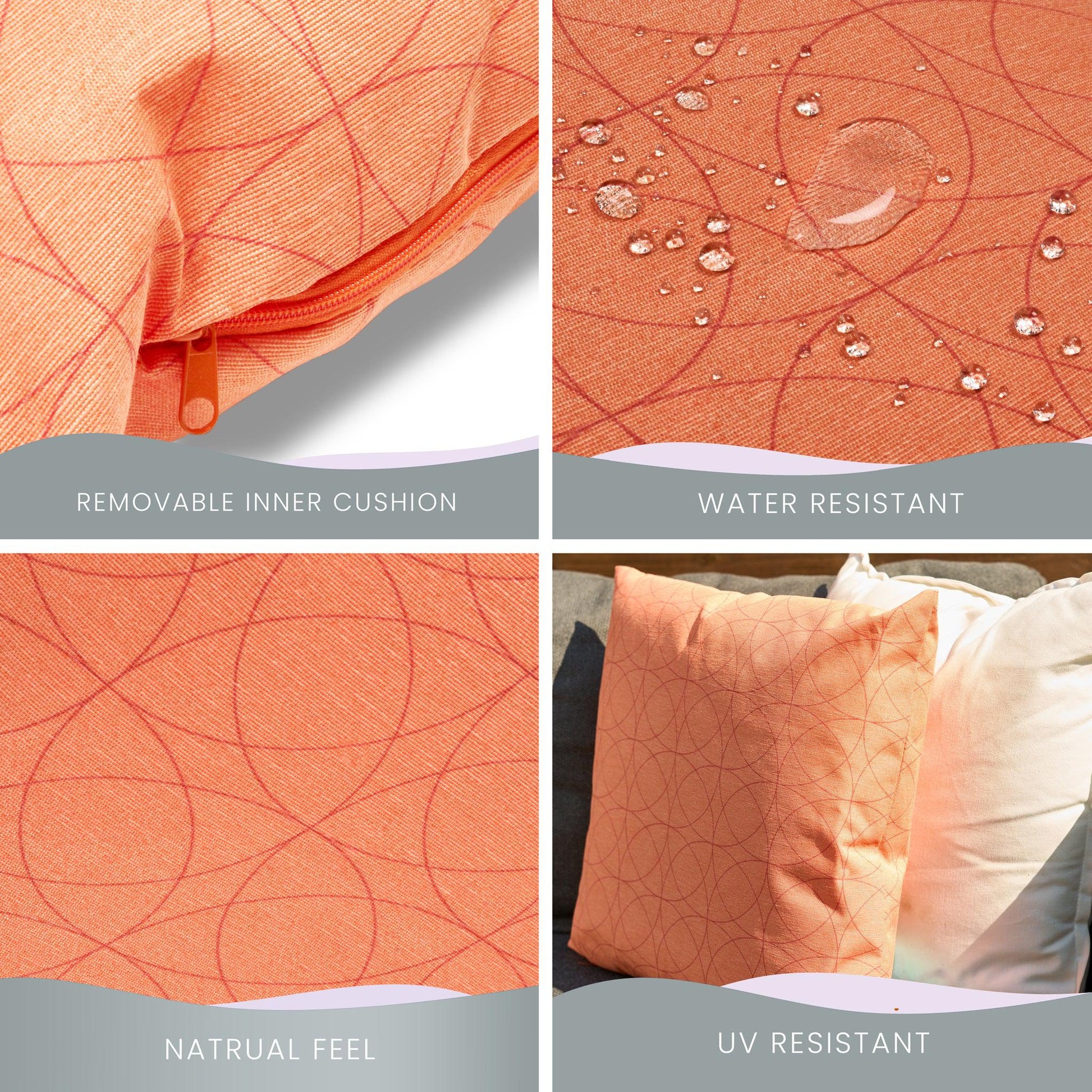 Coral Geometric Outdoor Garden Cushion - 42 x 42cm-8713229053635-Bargainia.com