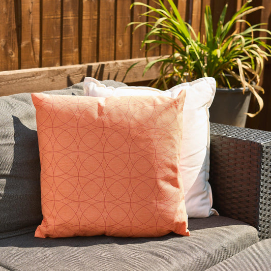 Coral Geometric Outdoor Garden Cushion - 42 x 42cm-8713229053635-Bargainia.com