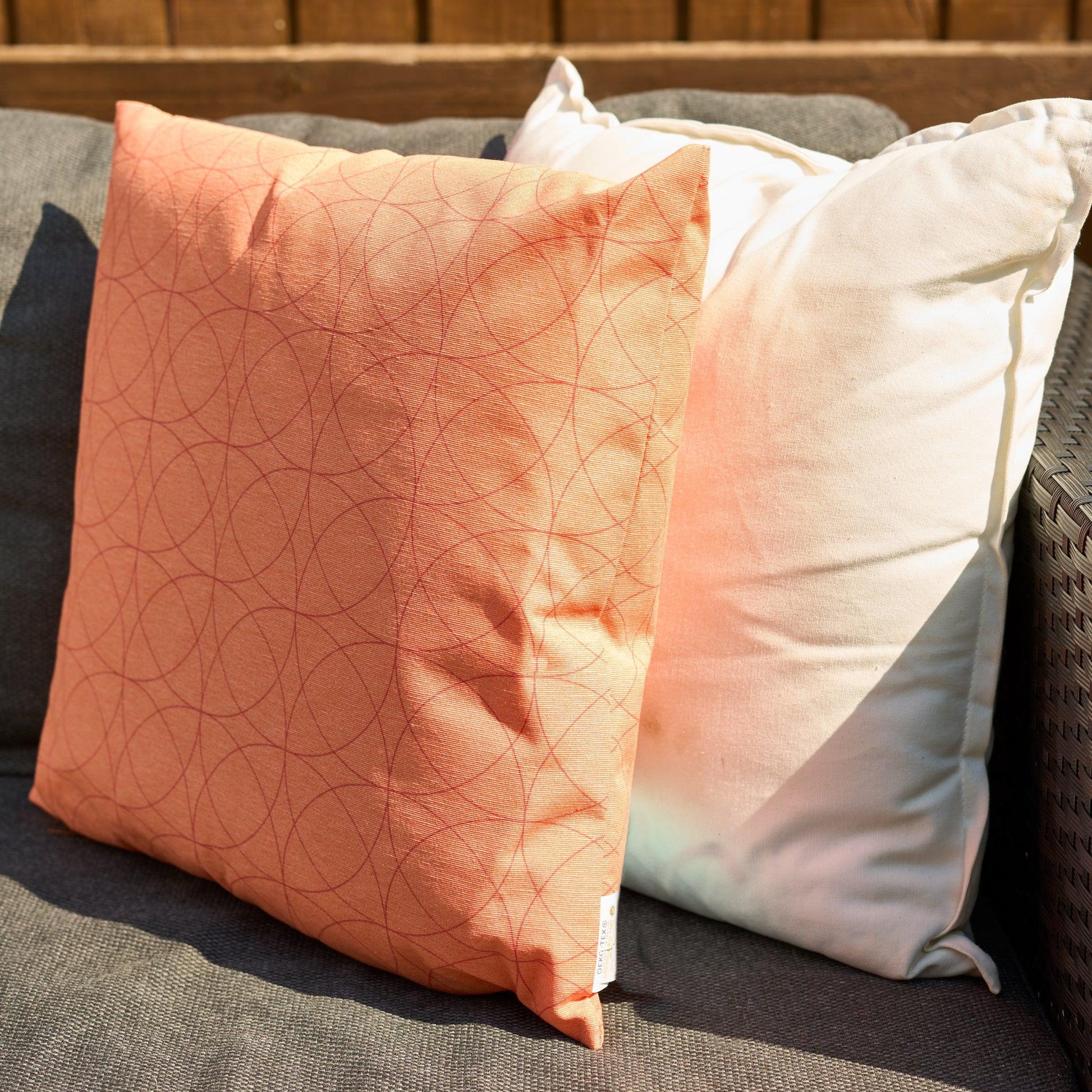Coral Geometric Outdoor Garden Cushion - 42 x 42cm-8713229053635-Bargainia.com