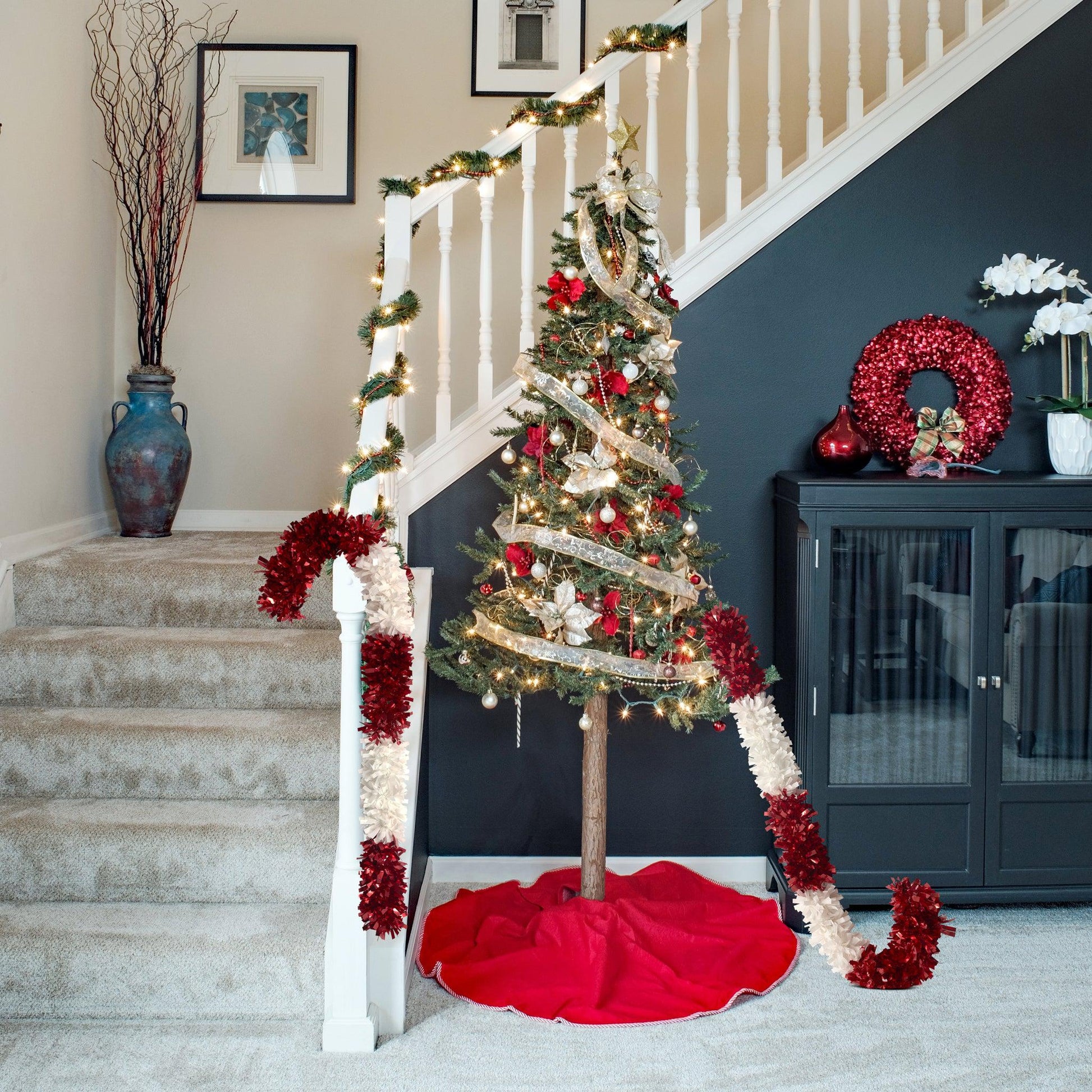 Large Tinsel Candy Cane Christmas Decoration - 30"/76.2cm-5050570000000-Bargainia.com