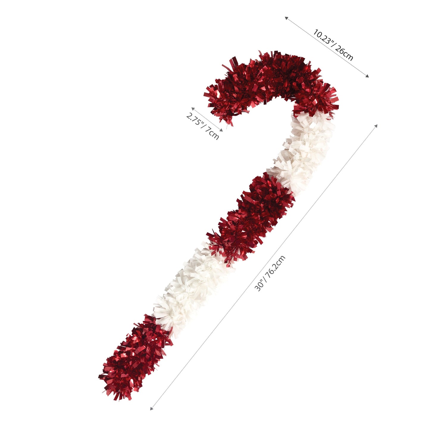 Large Tinsel Candy Cane Christmas Decoration - 30"/76.2cm-5050570000000-Bargainia.com