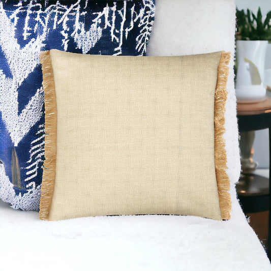 Fero Pebble Fringed Filled Decorative Throw Scatter Cushion - 45 x 45cm-Bargainia.com