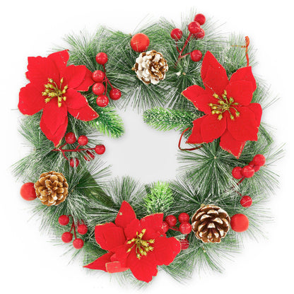 Pre-decorated Poinsettia Wreath - 30cm-Bargainia.com