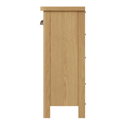 Clara Rustic Oak Side 1 Drawer 2 Wicker Baskets Side Table
