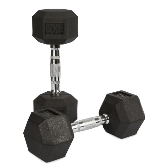 Rubber Hex Dumbbells | 5kg | Set of 2 | Liveup Sports-Bargainia.com