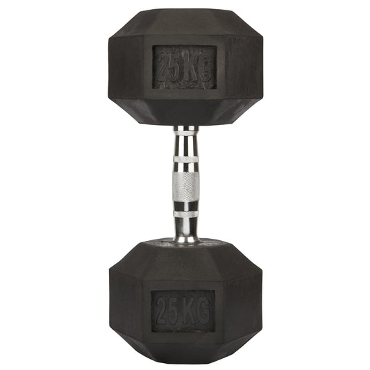 Rubber Hex Dumbbell | 25kg | Hexagon Weights | Liveup Sports-Bargainia.com