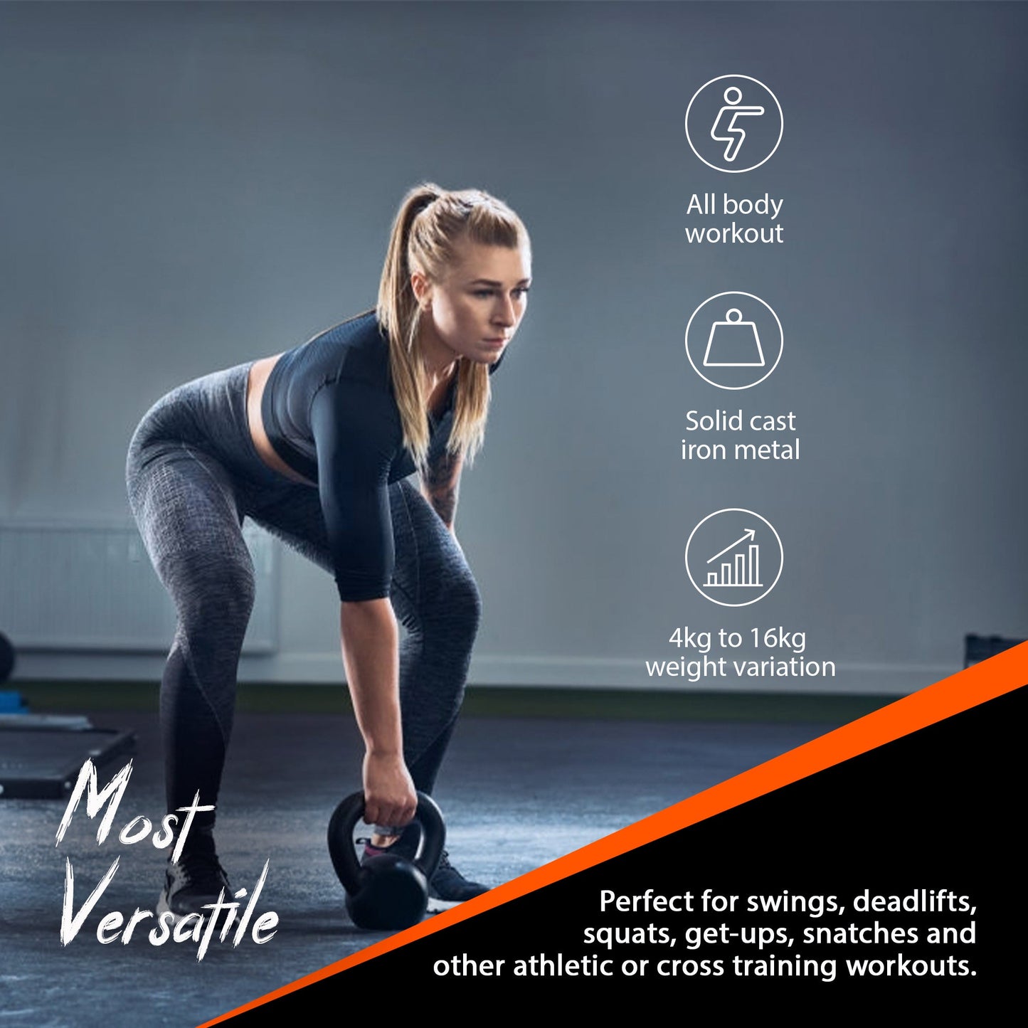 Black Cast Iron Kettlebell - 4kg