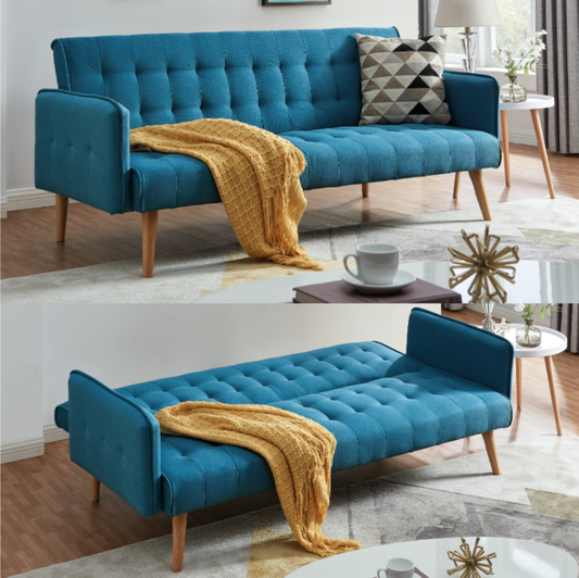 Mario Sofa Bed Double Click Clack 3 Seater - Blue Bargainia