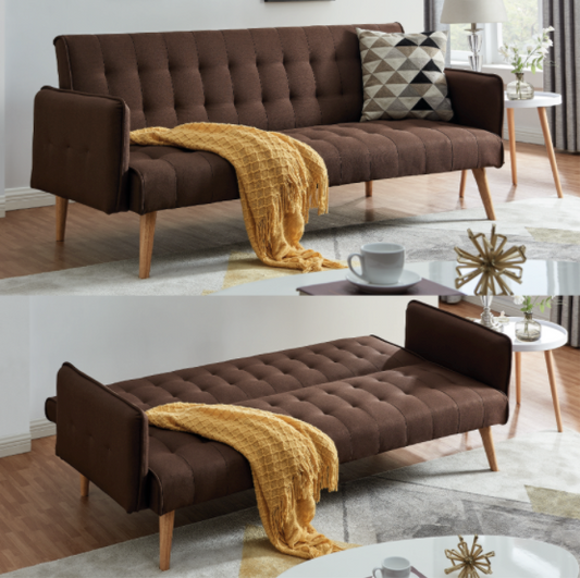 Mario Sofa Bed Click Clack 3 Seater Double - Brown Bargainia
