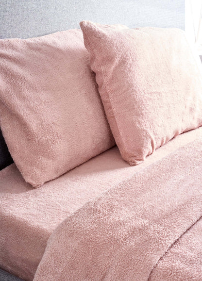 Hibernate Collection Super Soft Teddy Fleece Duvet & Two Pillow Covers Set - Rose Pink-Bargainia.com
