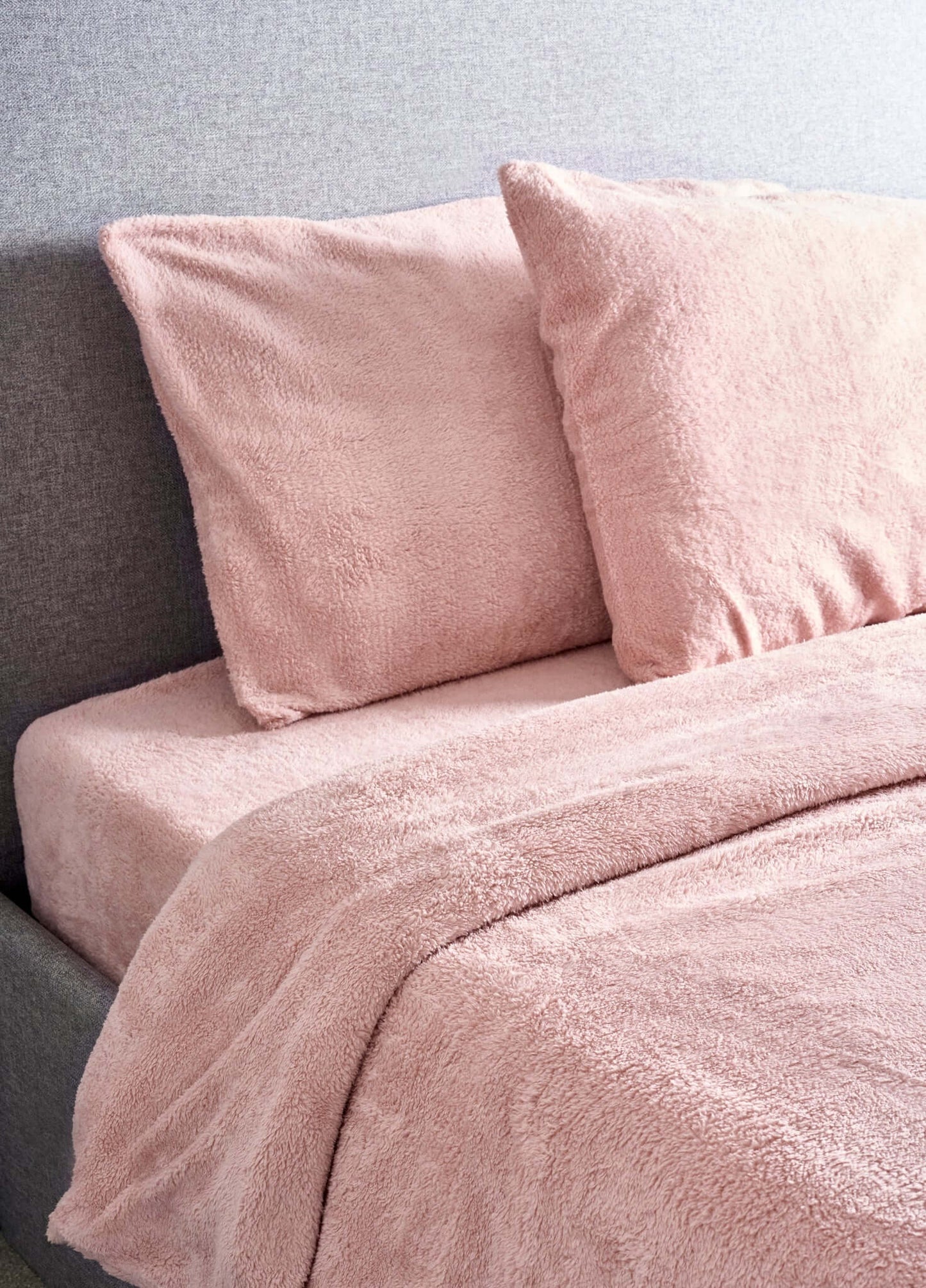 Hibernate Collection Super Soft Teddy Fleece Duvet & Two Pillow Covers Set - Rose Pink-Bargainia.com