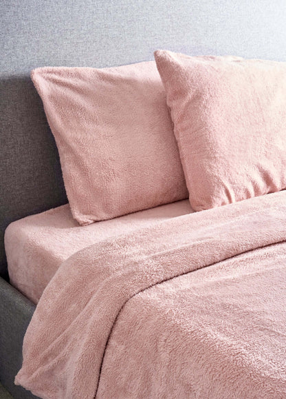 Hibernate Collection Super Soft Teddy Fleece Duvet & Two Pillow Covers Set - Rose Pink-Bargainia.com