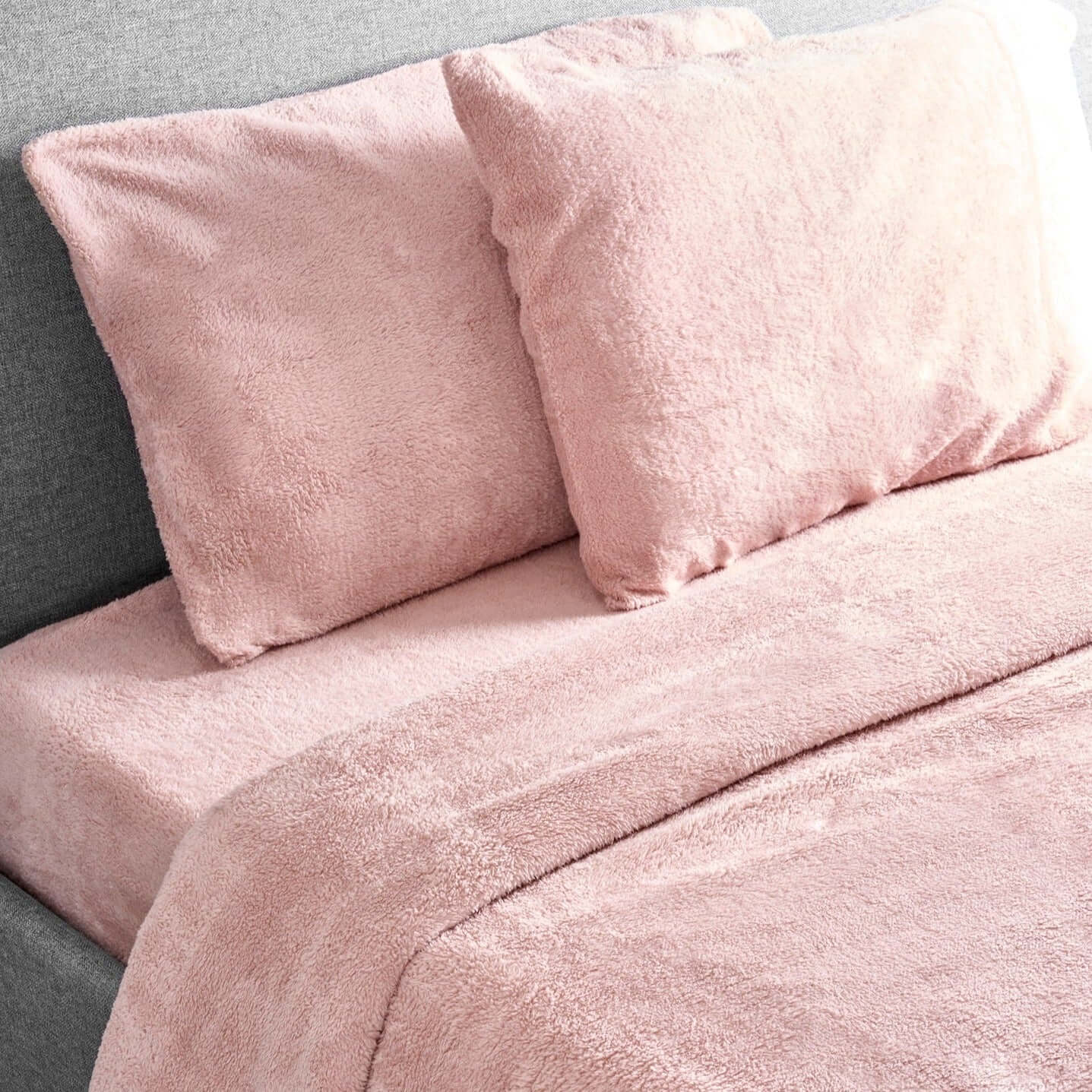 Hibernate Collection Super Soft Teddy Fleece Duvet & Two Pillow Covers Set - Rose Pink-Bargainia.com
