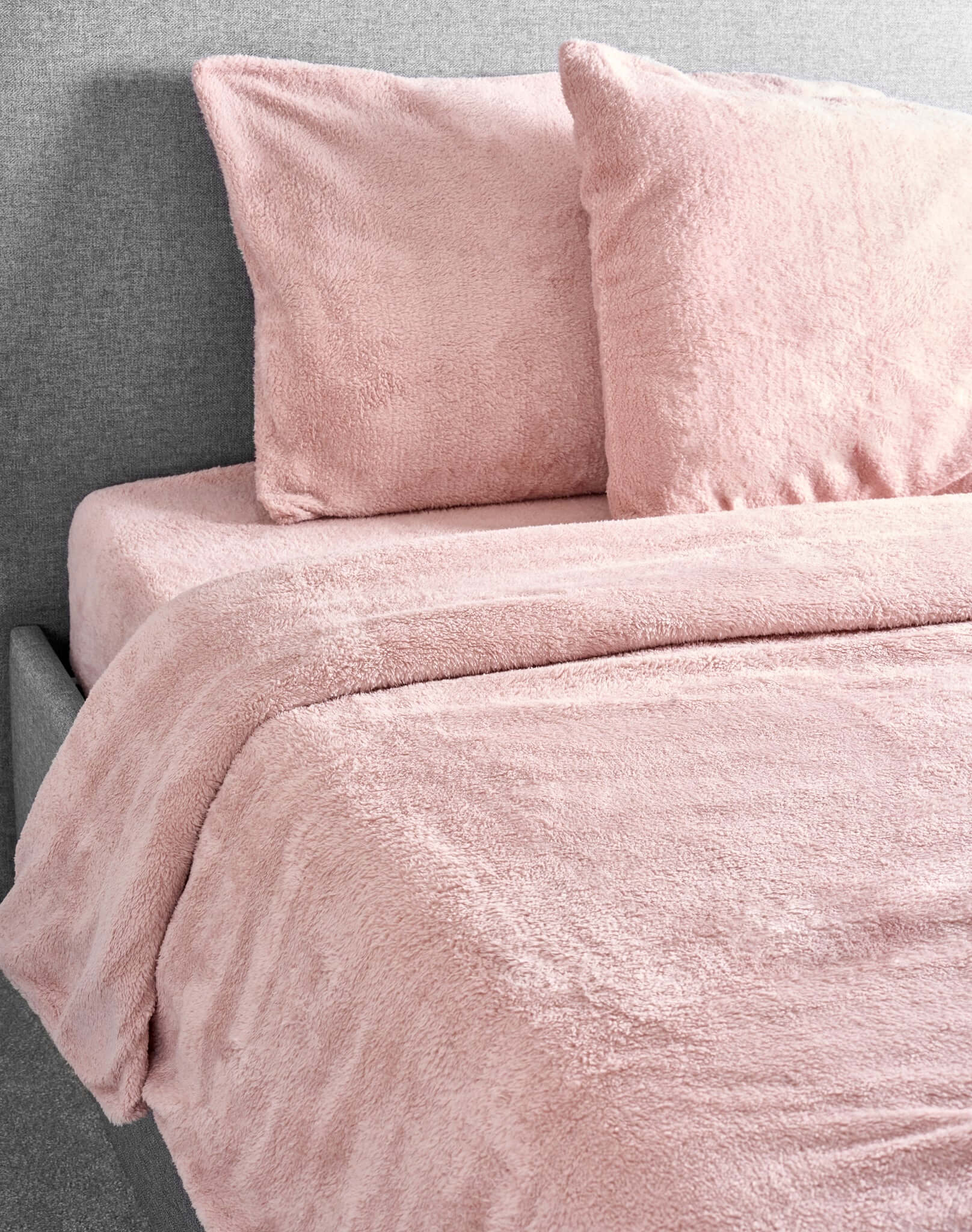 Hibernate Collection Super Soft Teddy Fleece Duvet & Two Pillow Covers Set - Rose Pink-Bargainia.com