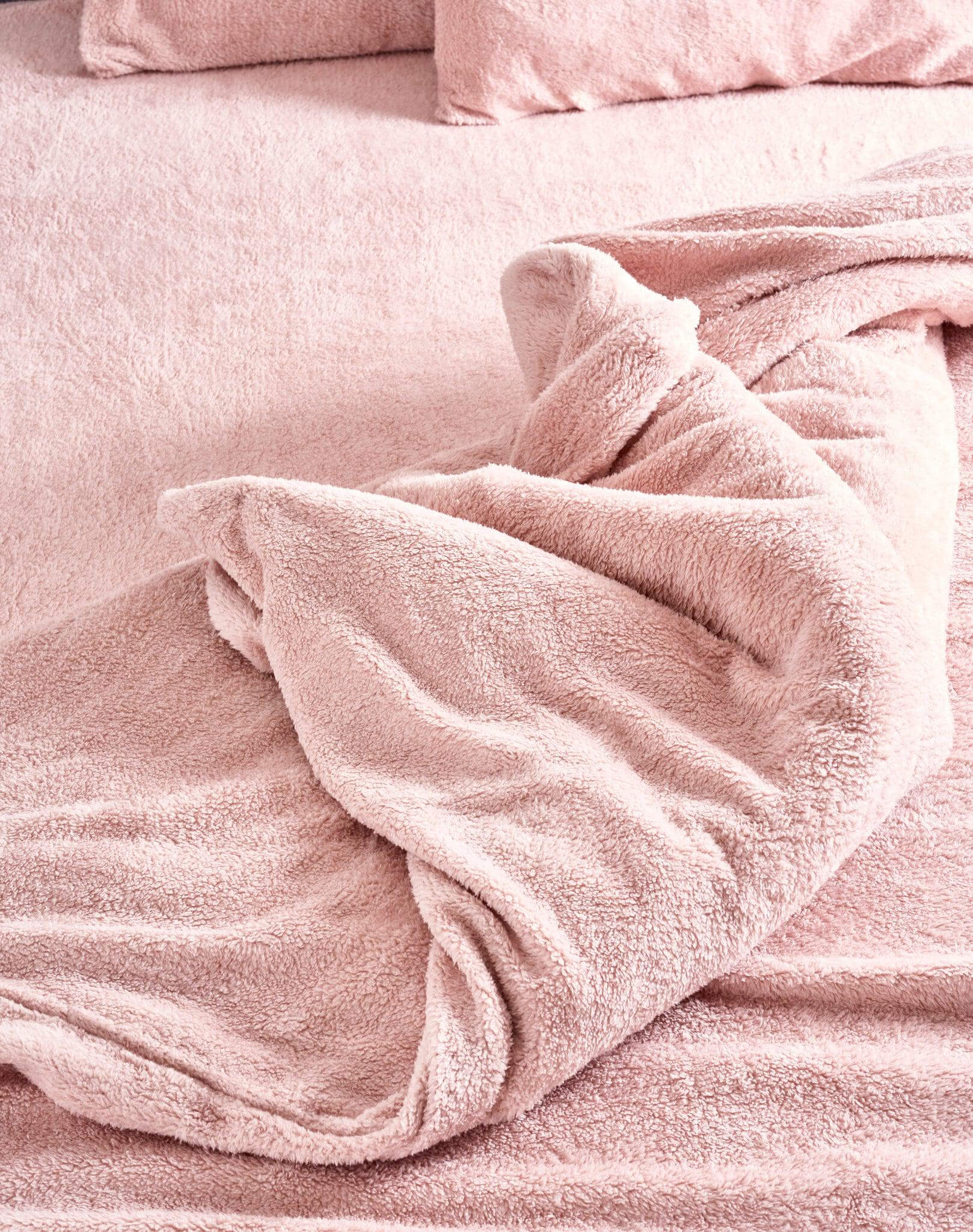 Hibernate Collection Super Soft Teddy Fleece Duvet & Two Pillow Covers Set - Rose Pink-Bargainia.com