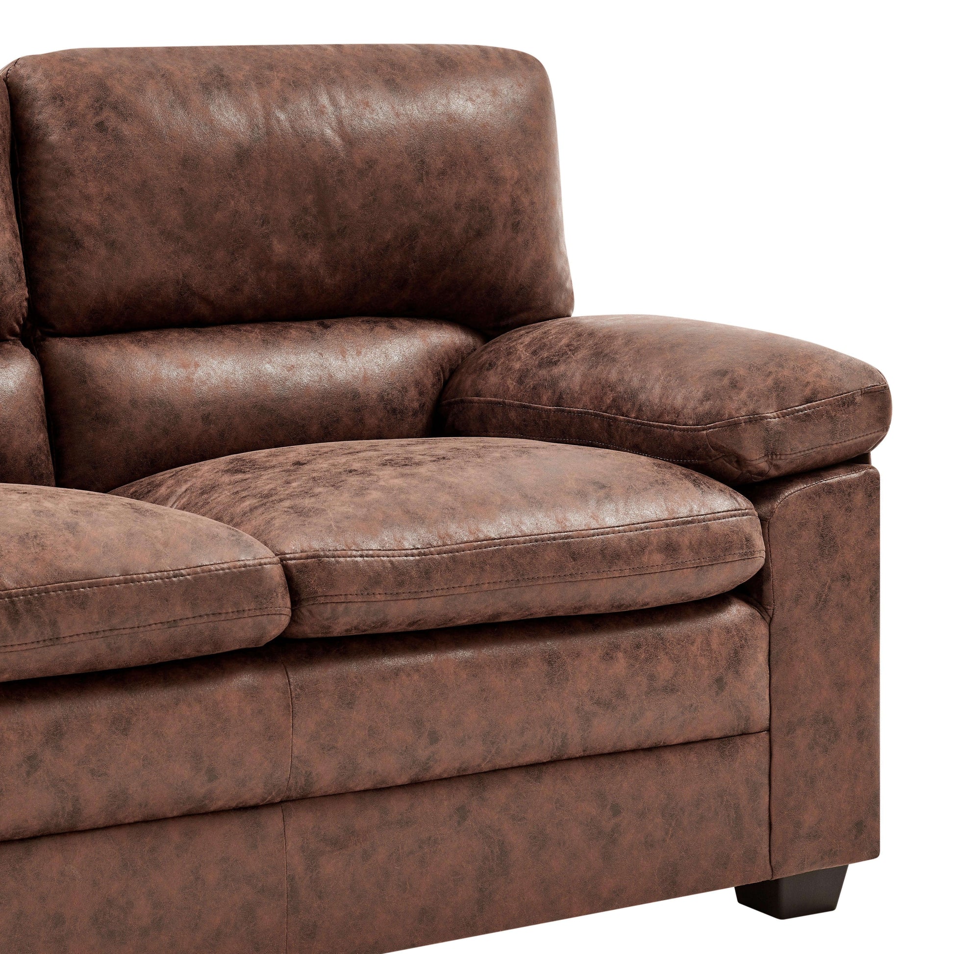 Oxford Bonded Faux Leather Sofa Suite Light Brown-Bargainia.com