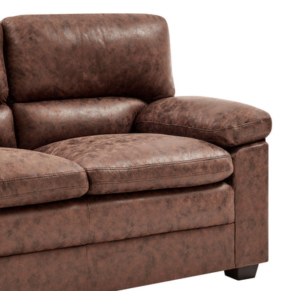 Oxford Bonded Faux Leather Sofa Suite Light Brown-Bargainia.com