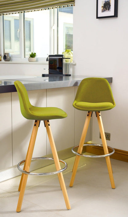 Barcelona Bar Stools Matte Velvet - Olive Green Stools Clearance