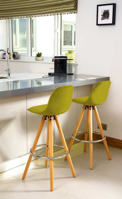 Barcelona Bar Stools Matte Velvet - Olive Green Stools Clearance