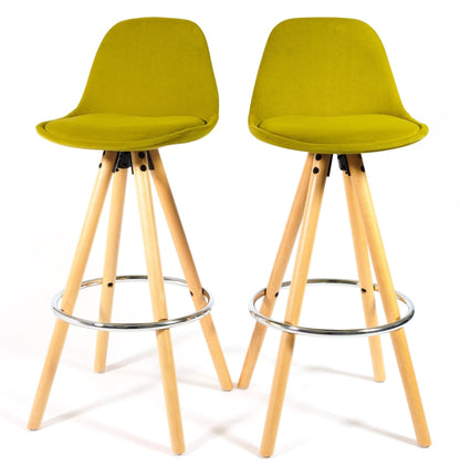 Barcelona Bar Stools Matte Velvet - Olive Green Stools Clearance Set of 2