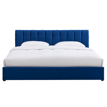 Blue Velvet Plush Ottoman Storage Bed Frame - Double - Bargainia.com - 5056536100108 - MLM - 170955 - D - DBL