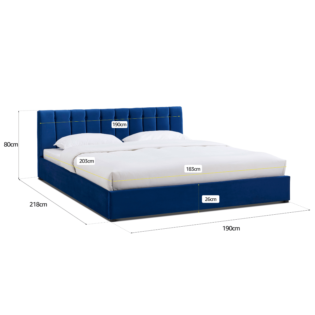 Blue Velvet Plush Ottoman Storage Bed Frame - Super King - Bargainia.com - 5056536100108 - MLM - 170955 - D - DBL