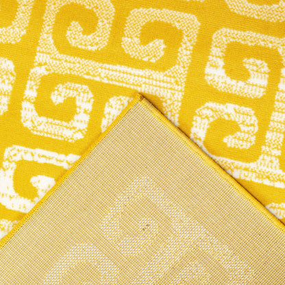 Mustard Contemporary Deco Tiles Rug - Texas - Bargainia.com