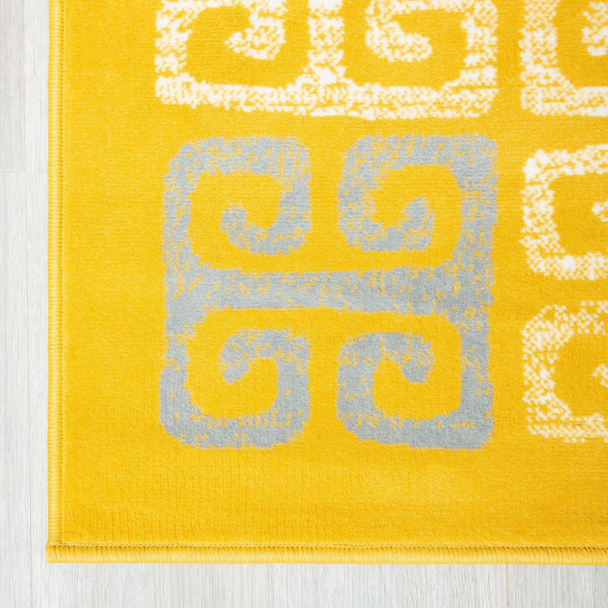 Mustard Contemporary Deco Tiles Rug - Texas - Bargainia.com