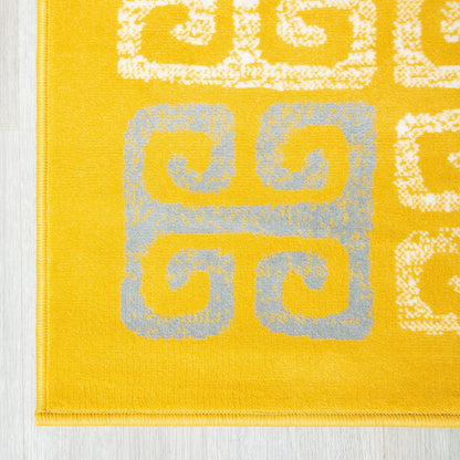 Mustard Contemporary Deco Tiles Rug - Texas - Bargainia.com