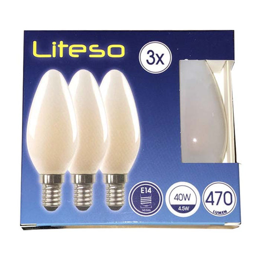 E14 LED Candle Lightbulb - 2700k - 4.5W/40W - Pack of 3-4260644160195M-Bargainia.com