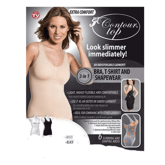 Contour Slimming Top Beige - Size M-644812021862-Bargainia.com
