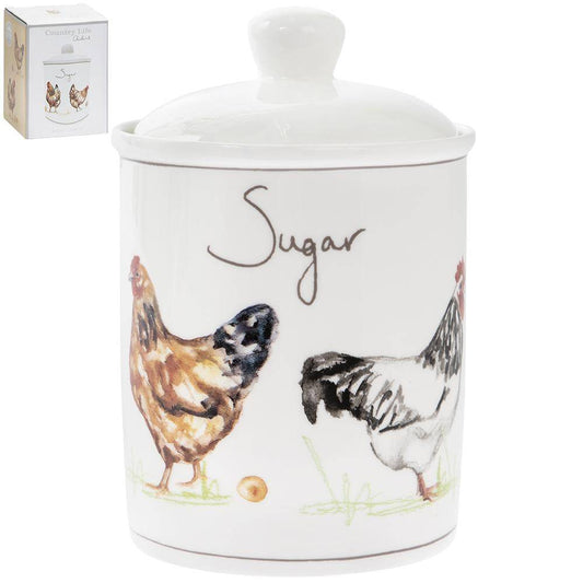 Country Life Chickens Fine China Sugar Canister - 16cm-5.01079E+12-Bargainia.com