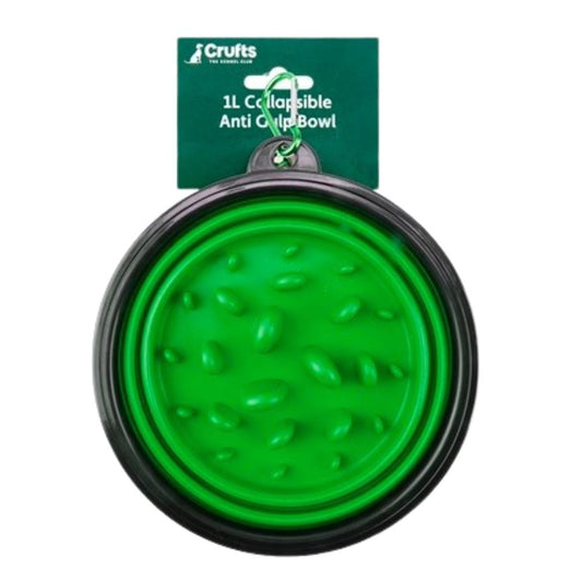 Crufts Collapsible Anti-Gulp Travel Pet Bowl - 1L 5050565599278 only5pounds-com