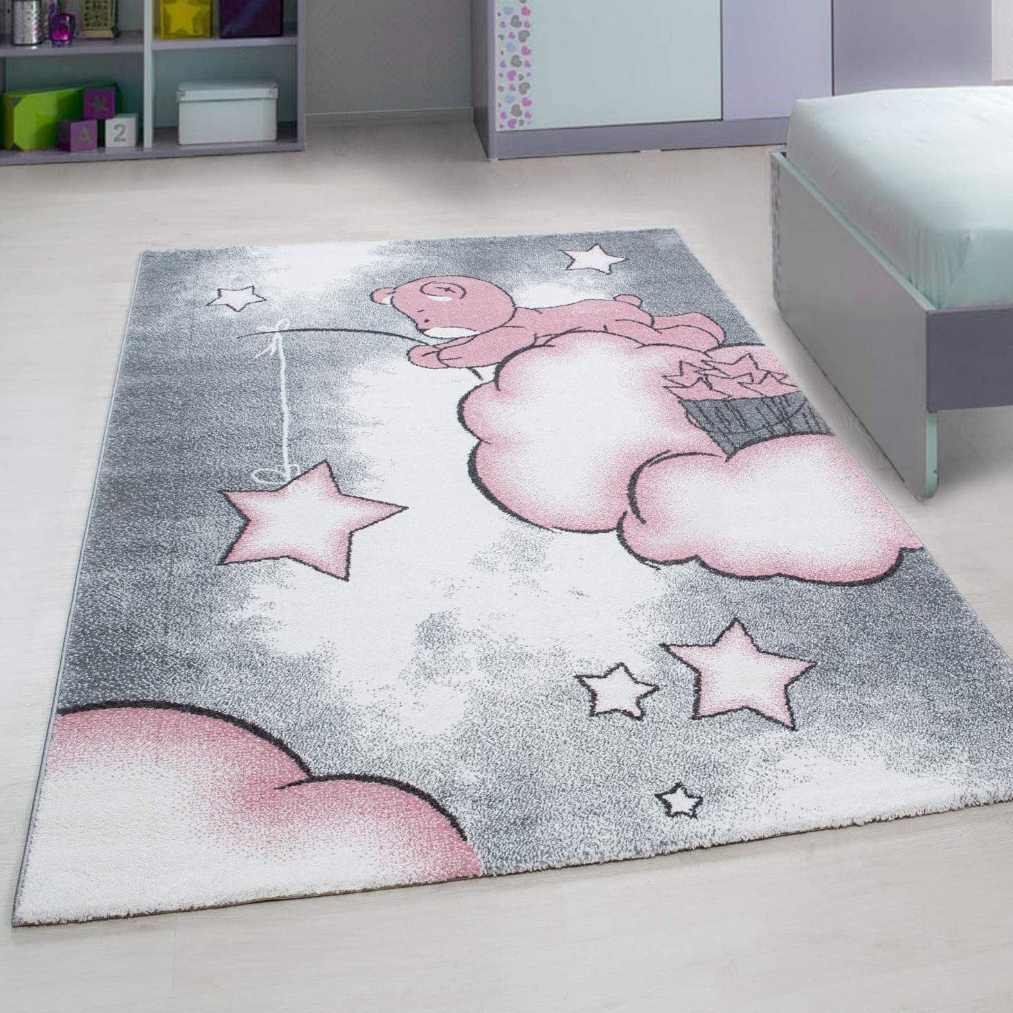 Pink Baby Bear Stars Rug | Kids | Rugmasters-Bargainia.com