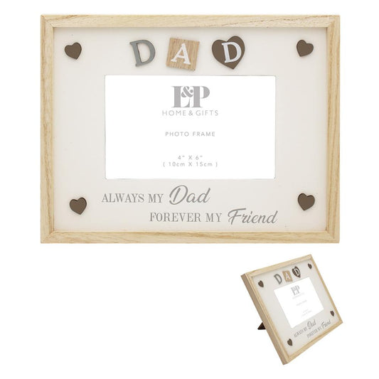Dad Sentiments Wooden Photo Frame - 4 x 6"-5010792459561-Bargainia.com