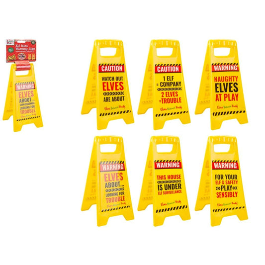 Elves Behavin' Badly Mini Warning Sign - Assorted 5050565353009 only5pounds-com