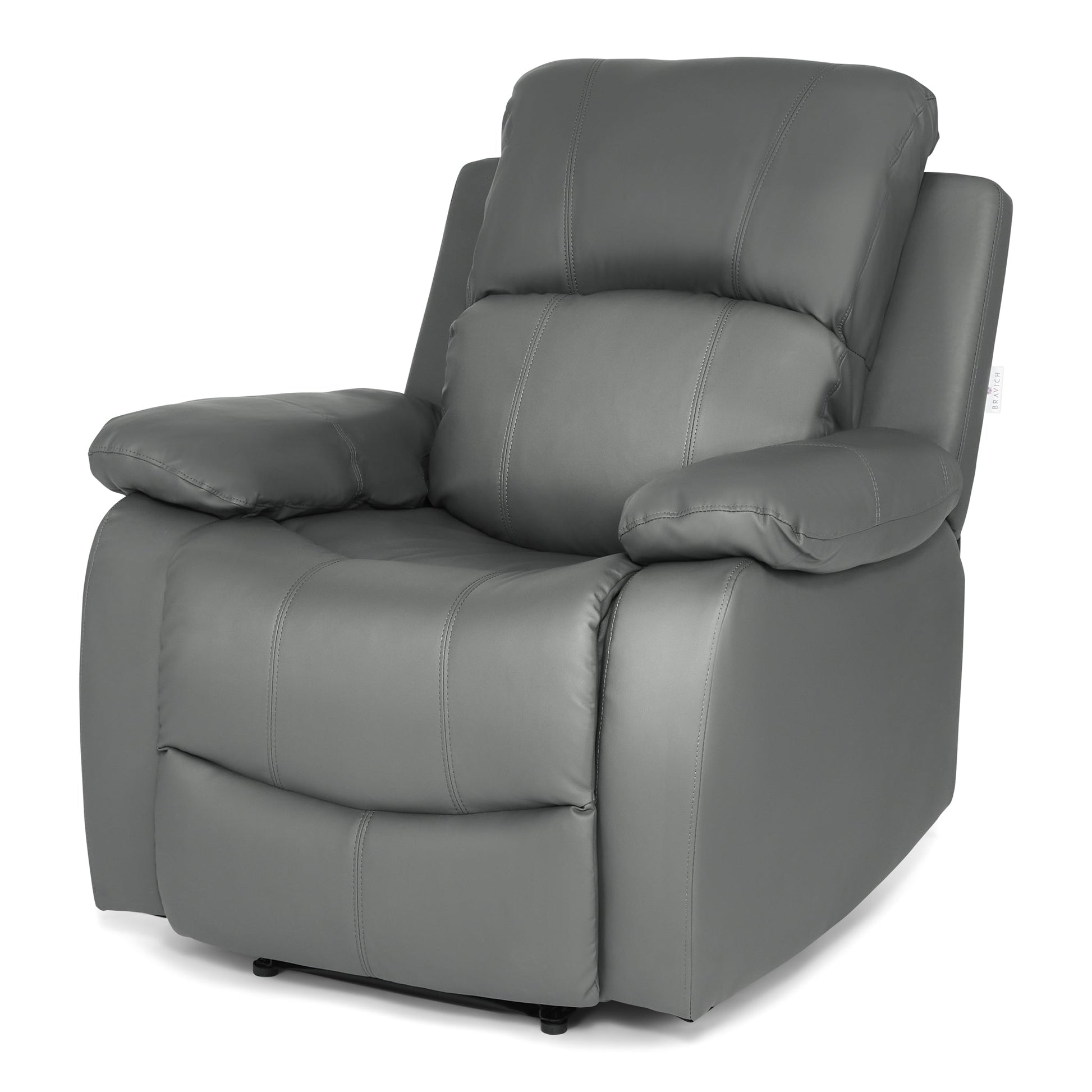 Faux Leather Manual Recliner Arm Chair - Charcoal Grey Sofas Bargainia