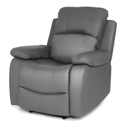 Faux Leather Manual Recliner Arm Chair - Charcoal Grey Sofas Bargainia