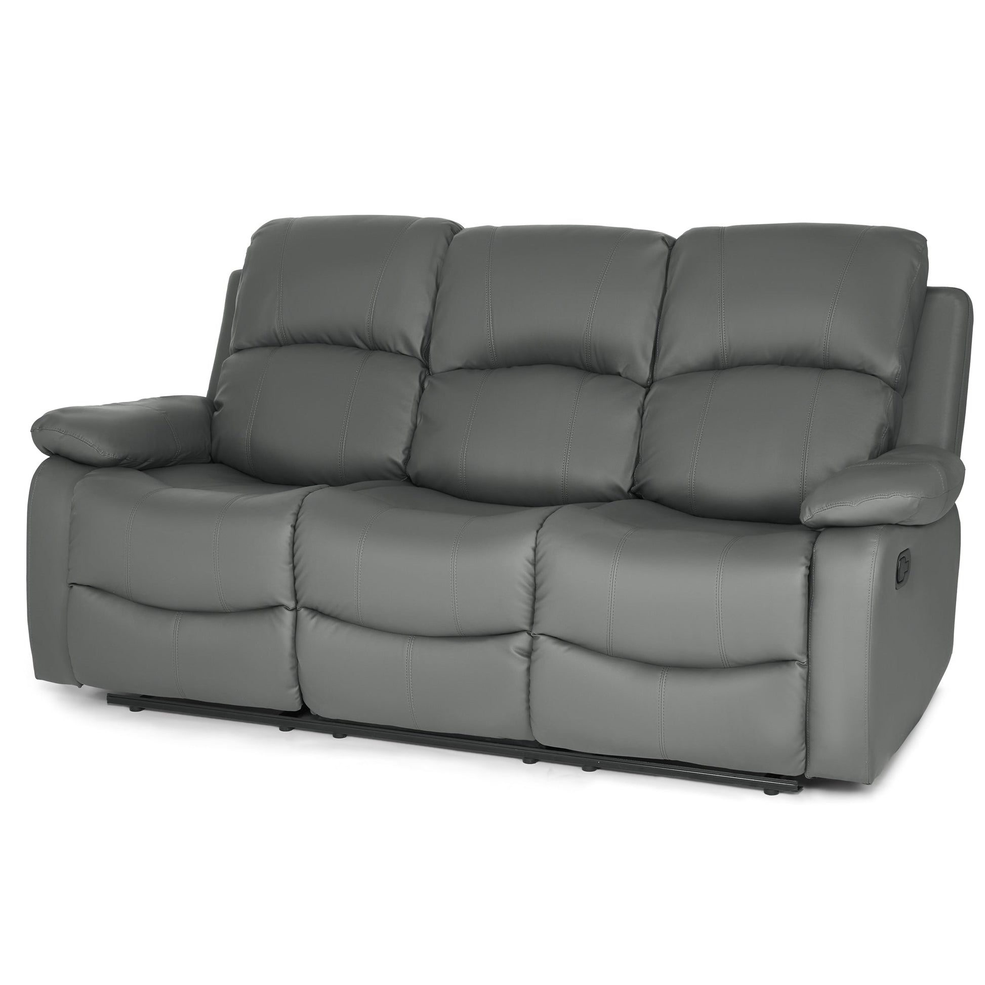 Faux Leather Manual Recliner Sofa Suite - Charcoal Grey Sofas Bargainia