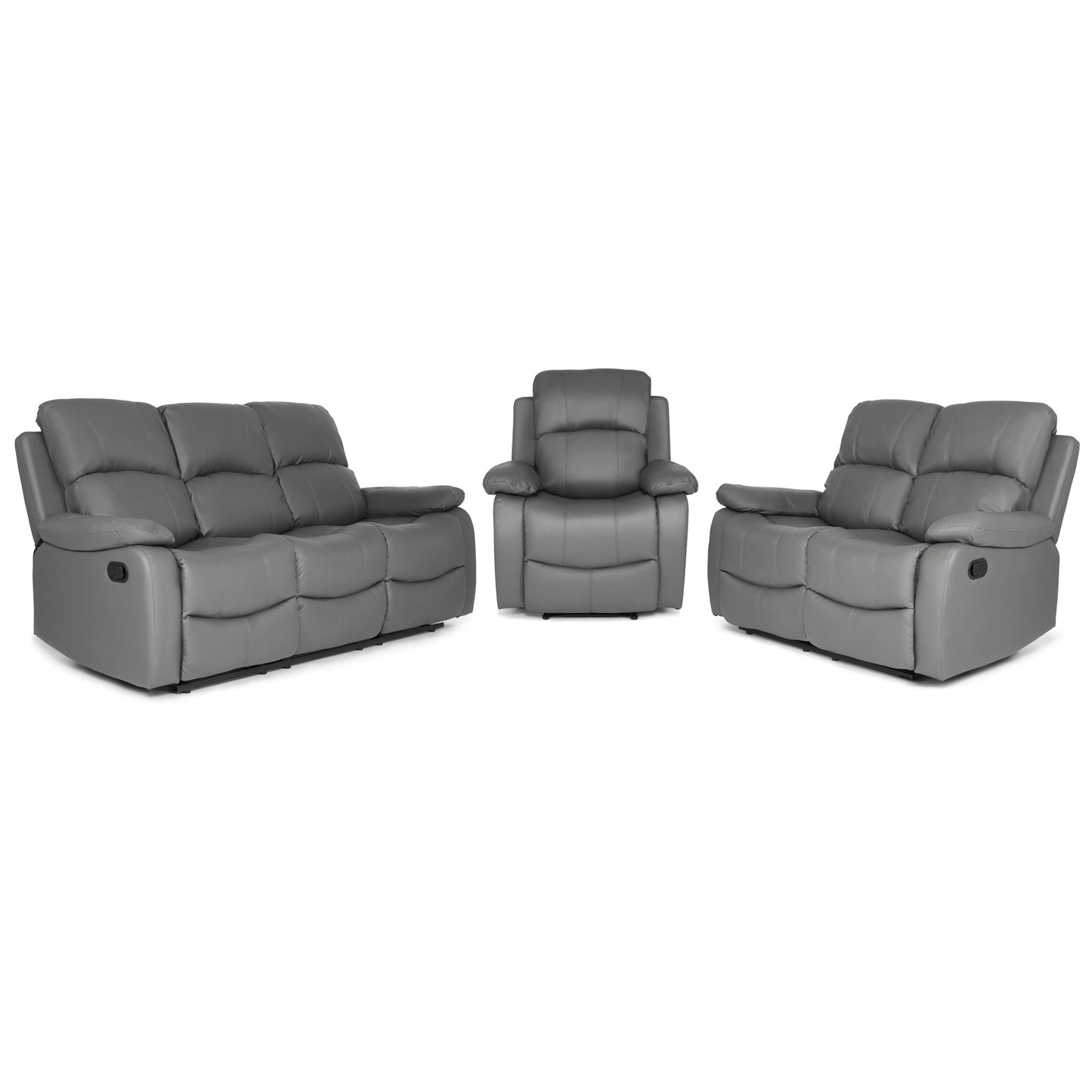 Faux Leather Manual Recliner Two Seater Sofa - Charcoal Grey Sofas Bargainia