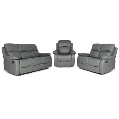 Faux Leather Manual Recliner Two Seater Sofa - Charcoal Grey Sofas Bargainia