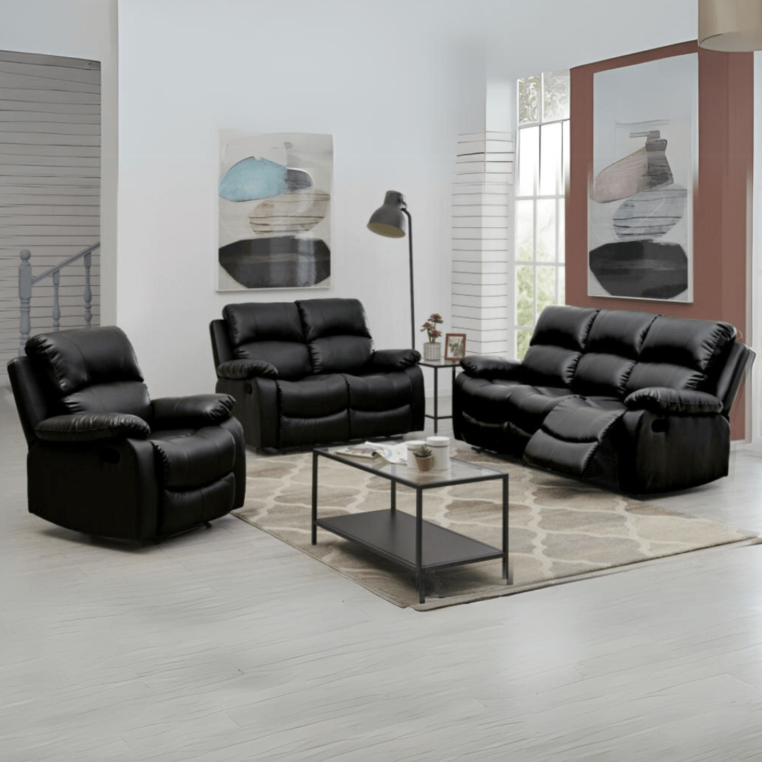 Faux Leather Recliner Sofas Bargainia Full Suite Black