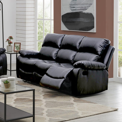 Faux Leather Recliner Sofas Bargainia Three Seater Black