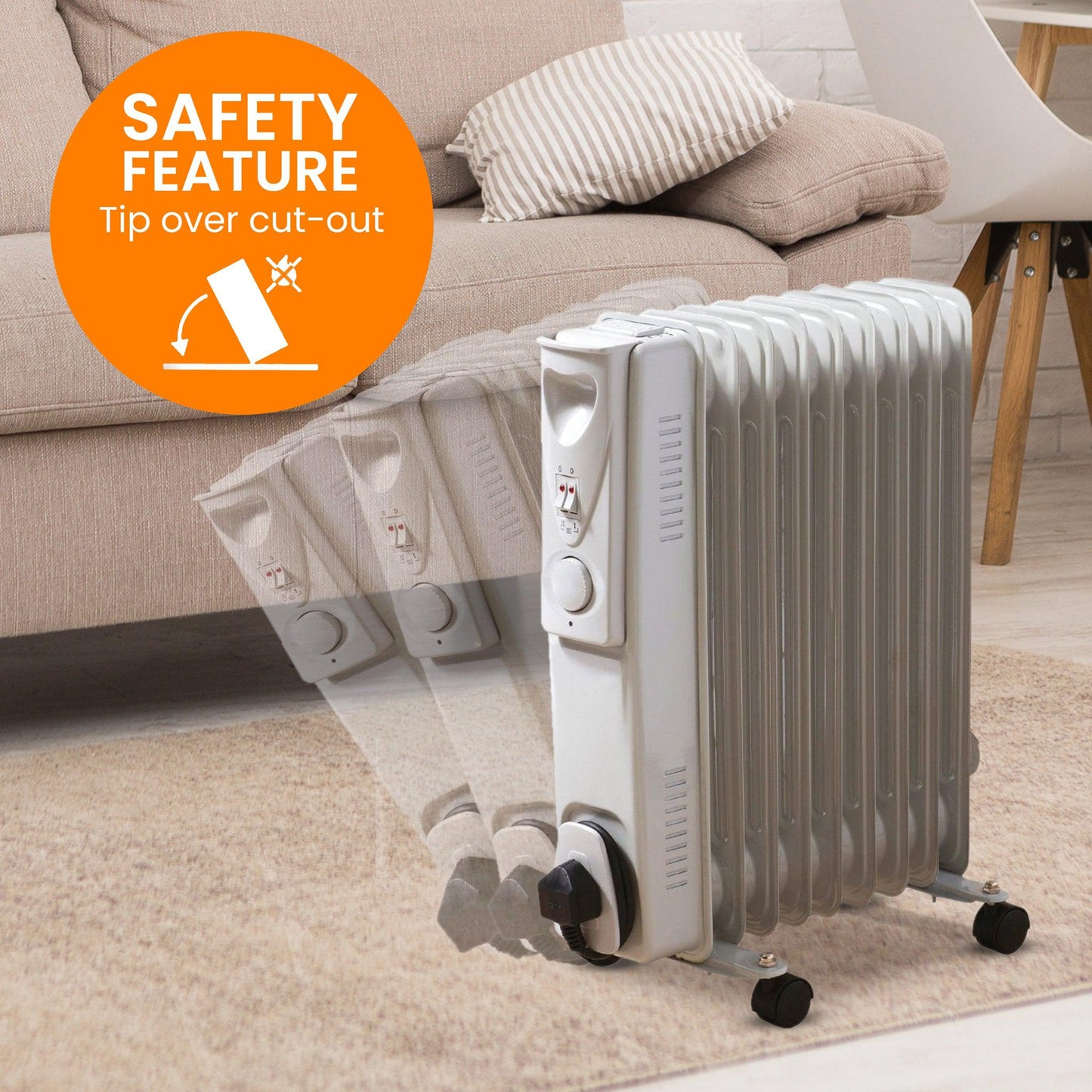 Fine Elements 2000W Oil Filled Electric Radiator Heaters Clearance