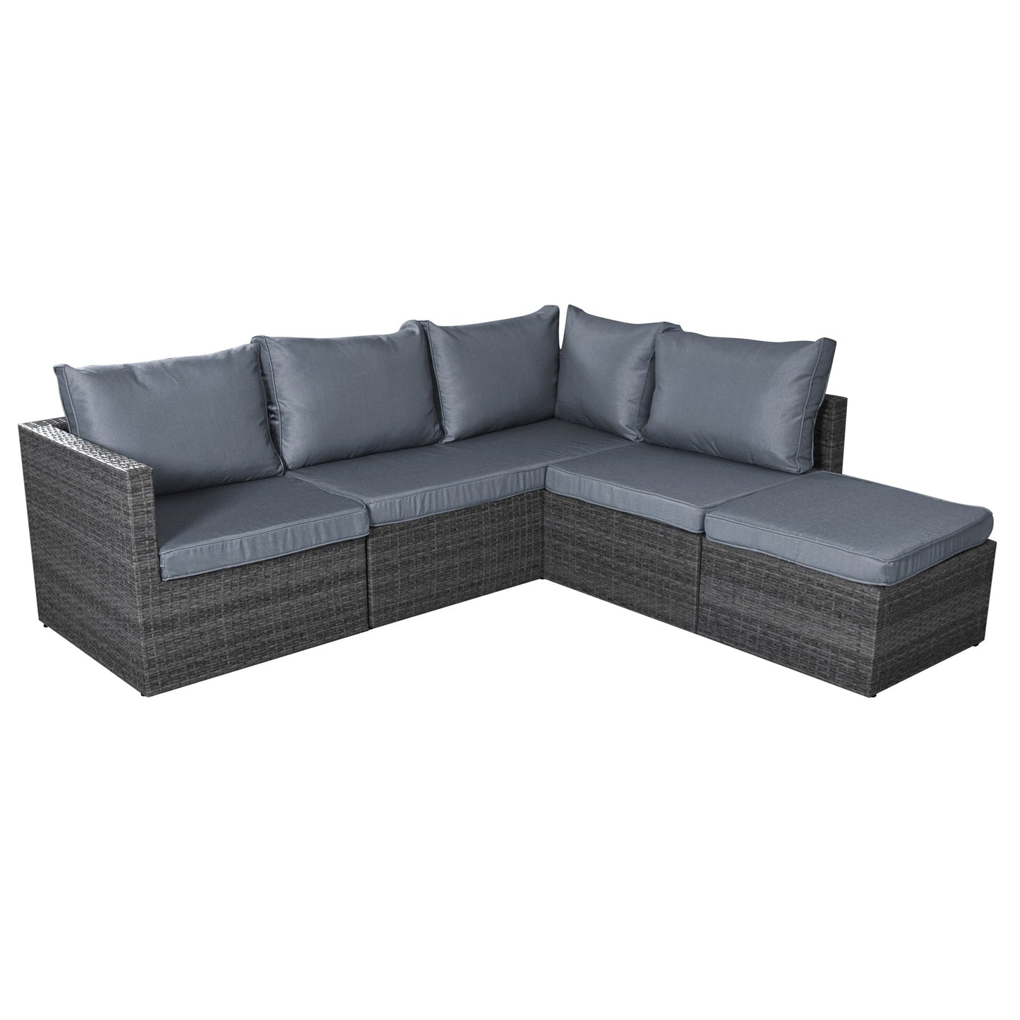Forli 6 Seater Rattan Corner Sofa & Footstool Modular Garden Furniture Set With Rain Cover Clearance