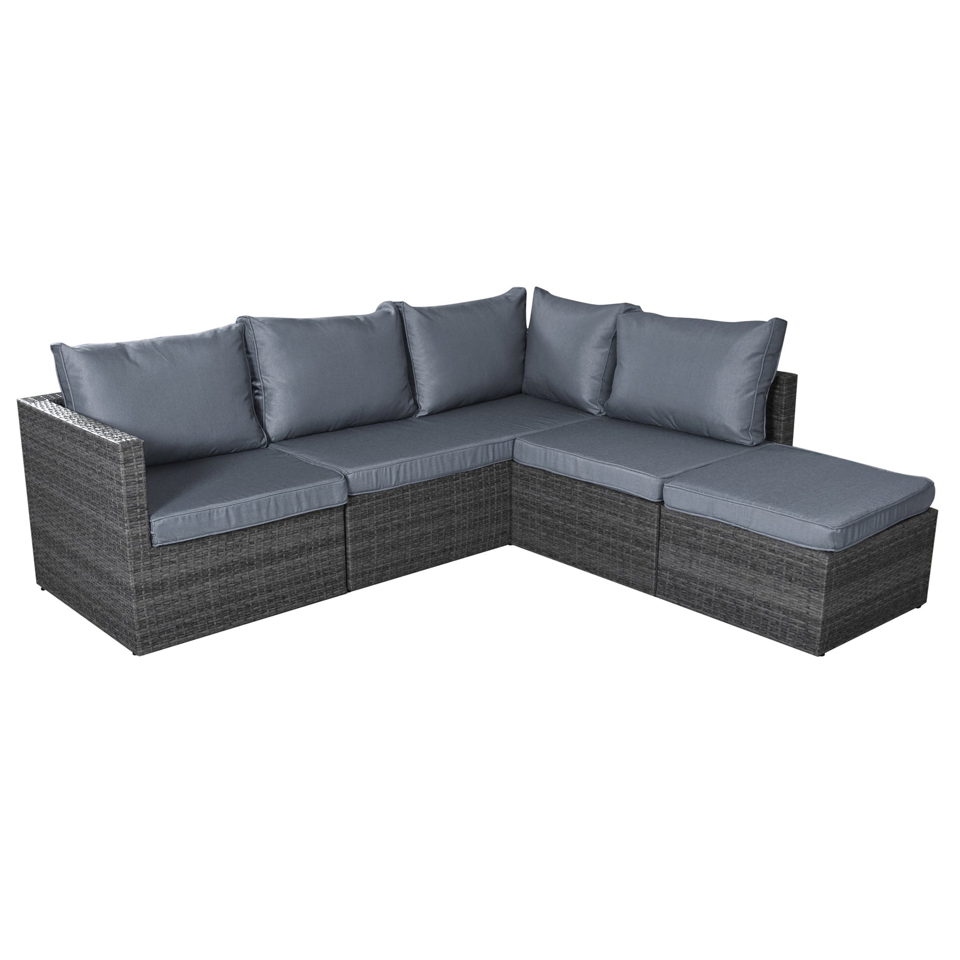 Forli 6 Seater Rattan Corner Sofa & Footstool Modular Garden Furniture Set With Rain Cover Clearance